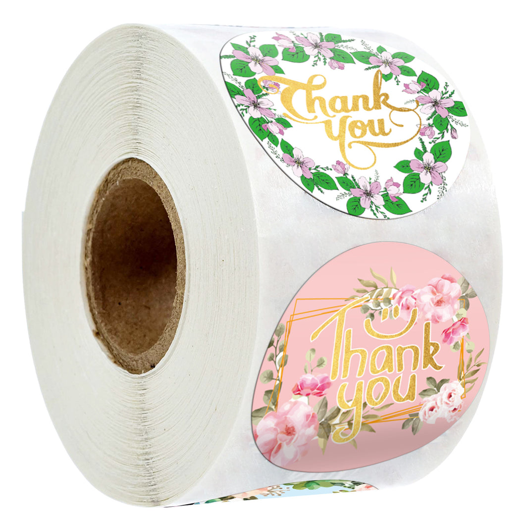 letters alphabet household gadgets flower floral round oval thank you self-adhesive sealing stickers for bronzing rolls (500 pcs/roll)