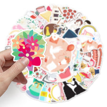 Load image into Gallery viewer, about:5.5-8.5cm 50pcs wedding cartoon waterproof stickers
