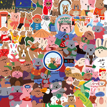 Load image into Gallery viewer, package size:80*80mm 50 pcs cute cartoon bear waterproof stickers
