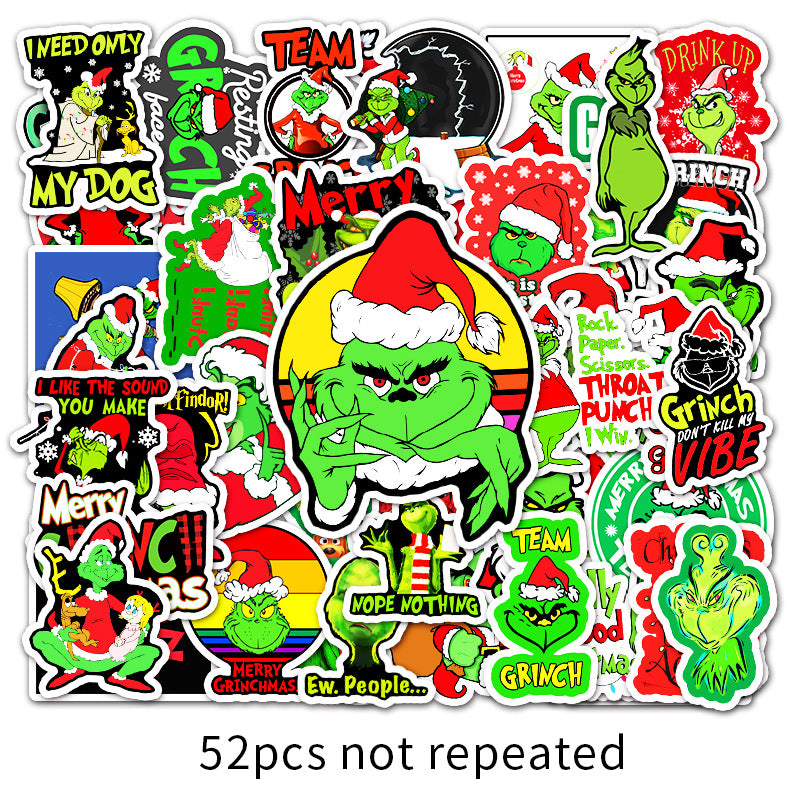 about:5.5-8.5cm(3.4'') 52pcs cartoon waterproof stickers
