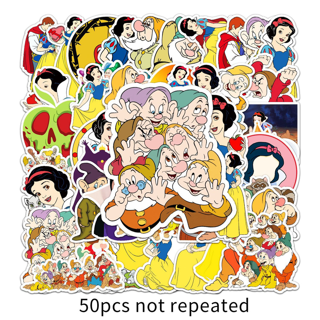 about:5.5-8.5cm 50pcs snow white series cartoon waterproof stickers