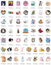 Load image into Gallery viewer, about 60mm waterproof rabbit bunny letters alphabet flower floral heart love rainbow color carrot butterfly grass cap hat 50pcs lovely cartoon rabbit pvc waterproof self-adhesive stickers
