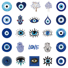 Load image into Gallery viewer, about:5-7cm waterproof blue series 50pcs not repeated blue eyes series stickers
