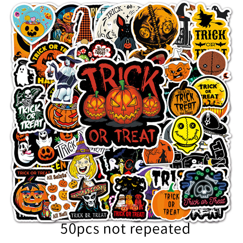about:5.5-8.5cm 50 pcs halloween day series waterproof cartoon stickers