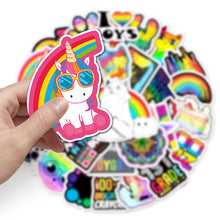 Load image into Gallery viewer, about：5.5-8.5cm 51pcs color rainbow personalized sticker
