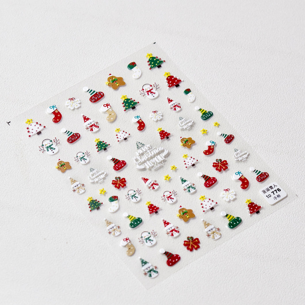 13*8.3cm christmas series relief nail sticker
