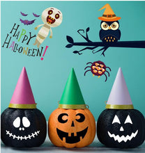 Load image into Gallery viewer, 35*28cm set bundle spider web candy sweety cap hat lollipop lolly pops star starfish broom letters alphabet halloween sticker set (6 sheets/set)

