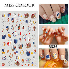 Load image into Gallery viewer, about:9.4*6.3cm paint splatter rainbow color graffiti contrast color waterproof nail sticker
