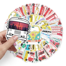 Load image into Gallery viewer, about:5.8-8.5cm 50pcs not repeated bus series waterproof stickers
