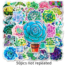 Load image into Gallery viewer, about:5.5-8.5cm 50pcs cartoon succulents DIY creative stickers
