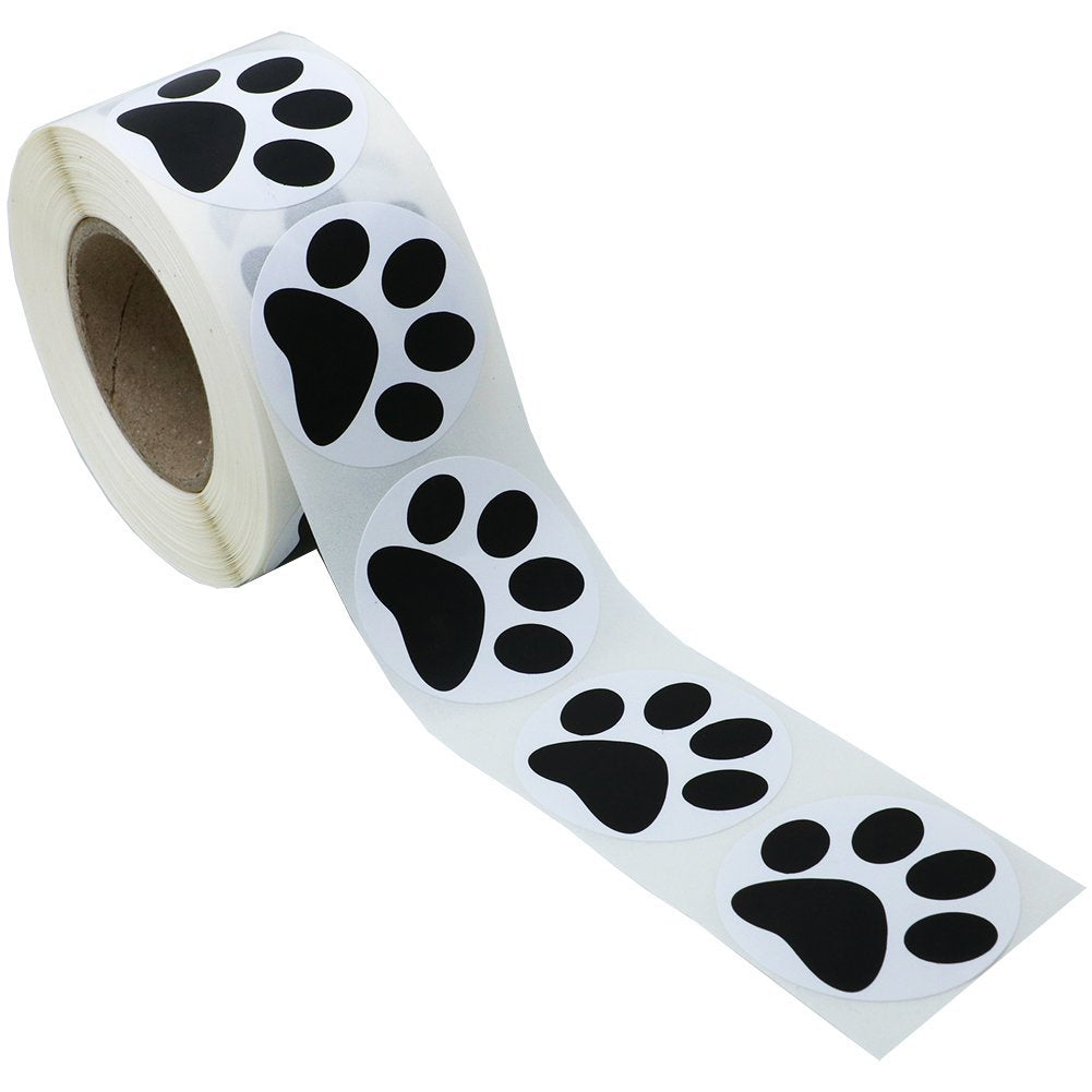 household gadgets footprint paw black series dog puppy 25mm dog footprint kraft paper sticker (500 pcs/roll)