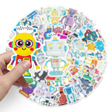 Load image into Gallery viewer, about:5.8-8.5cm 51pcs not repeated robot series waterproof stickers
