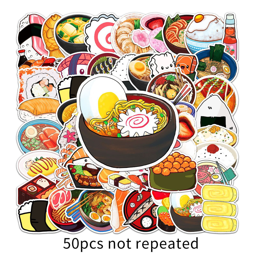 about:5.5-8.5cm 50pcs food series waterproof stickers