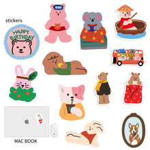 Load image into Gallery viewer, package size:80*80mm 50 pcs cute cartoon bear waterproof stickers
