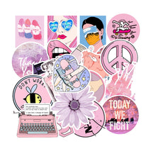 Load image into Gallery viewer, about:10*10cm waterproof pink series the whale alpaca rhinestones artificial diamond the camera letters alphabet bee peace lipstick lips 103 pcs series cartoon waterproof stickers
