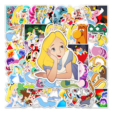 Load image into Gallery viewer, about:5.5-8.5cm 50pcs alice in the wonderland series cartoon waterproof stickers
