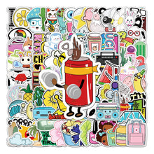 Load image into Gallery viewer, about:5.5-8.5cm(3.4&#39;&#39;) 103pcs not repeated cartoon waterproof stickers
