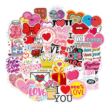 Load image into Gallery viewer, about 5-8cm 100pcs not repeated sweet valentines day series waterproof stickers
