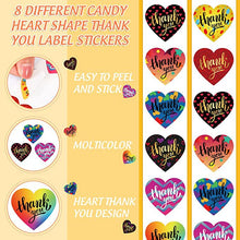 Load image into Gallery viewer, heart love valentines day letters alphabet household gadgets rainbow color thank you love sticker 500pieces/roll (500 pcs/roll)
