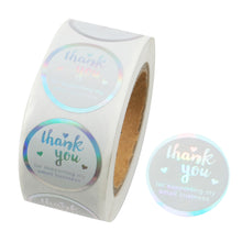 Load image into Gallery viewer, holographic laser letters alphabet thank you rainbow laser sticker 500pieces/roll
