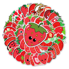 Load image into Gallery viewer, about:5.5-8.5cm 50pcs not repeated strawberry series waterproof stickers
