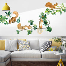 Load image into Gallery viewer, 60*90cm wall poster leaf leaves tree watercolor squirrel removable wall sticker
