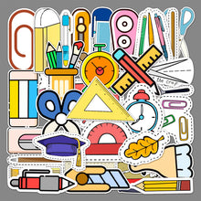 Load image into Gallery viewer, about:5.5-8.5cm 50pcs back to school series waterproof stickers
