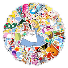 Load image into Gallery viewer, about:5.5-8.5cm 50pcs alice in the wonderland series cartoon waterproof stickers

