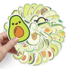 Load image into Gallery viewer, about:5.5-8.5cm 50pcs not repeated cartoon avocado series waterproof stickers
